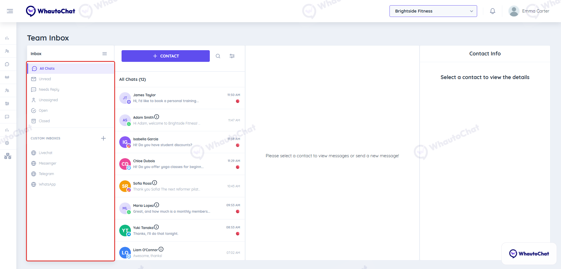 Inbox folders and custom inboxes in the Team Inbox