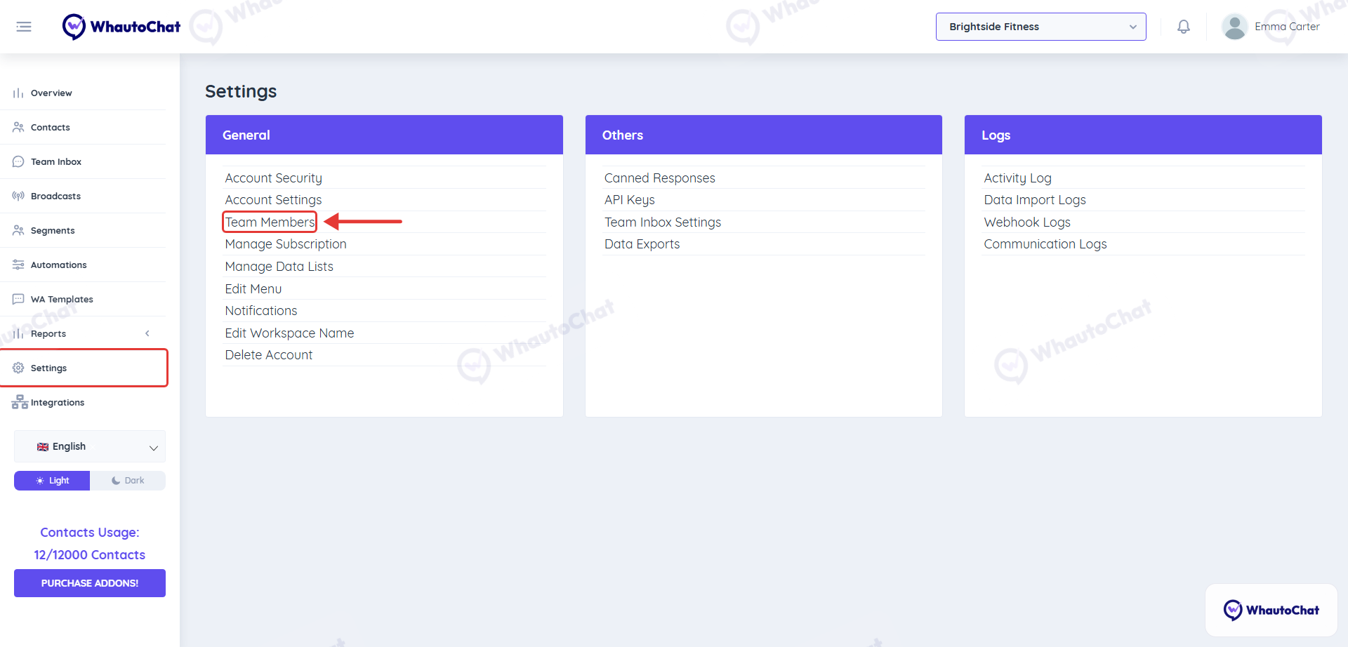 Navigate to Team Members