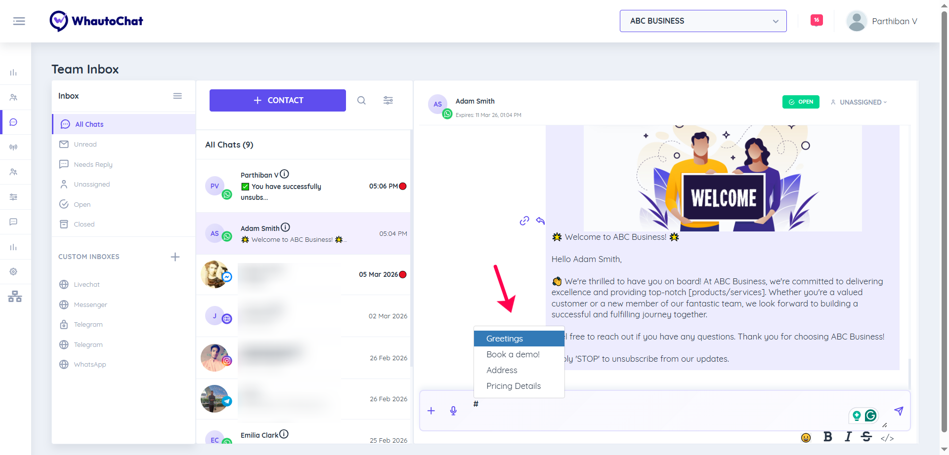 Select Canned Response