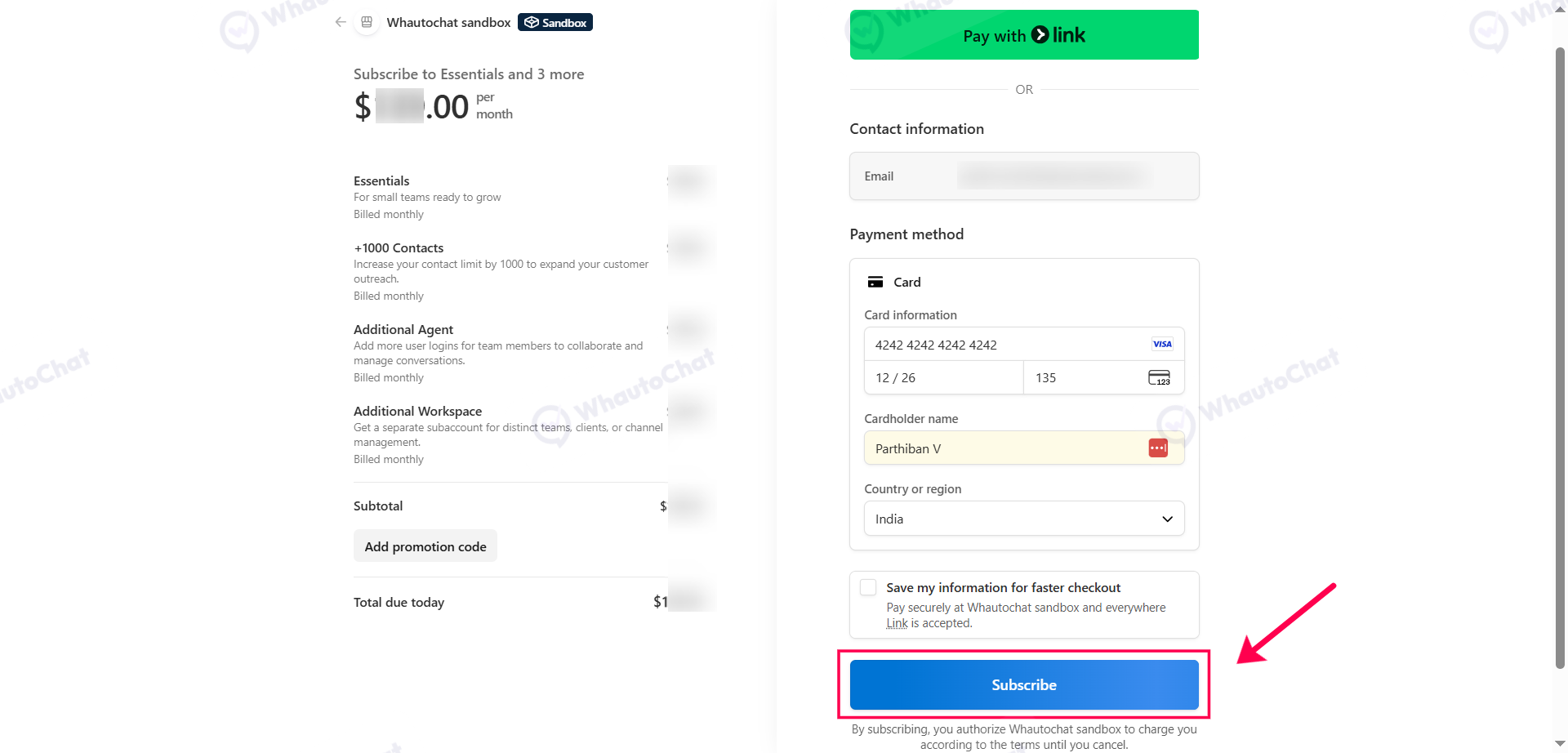 Update Information and Payment