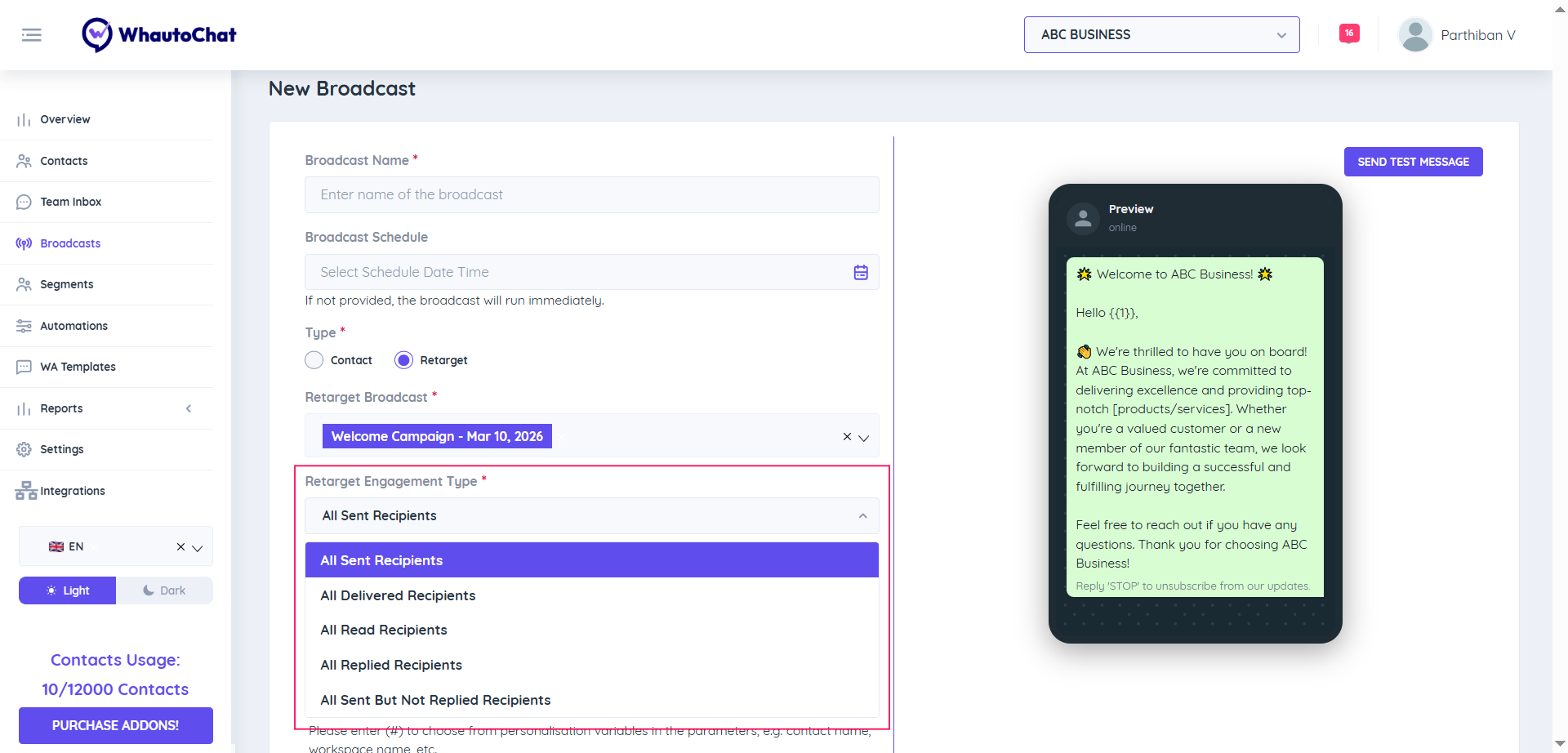 All Retarget Recipients