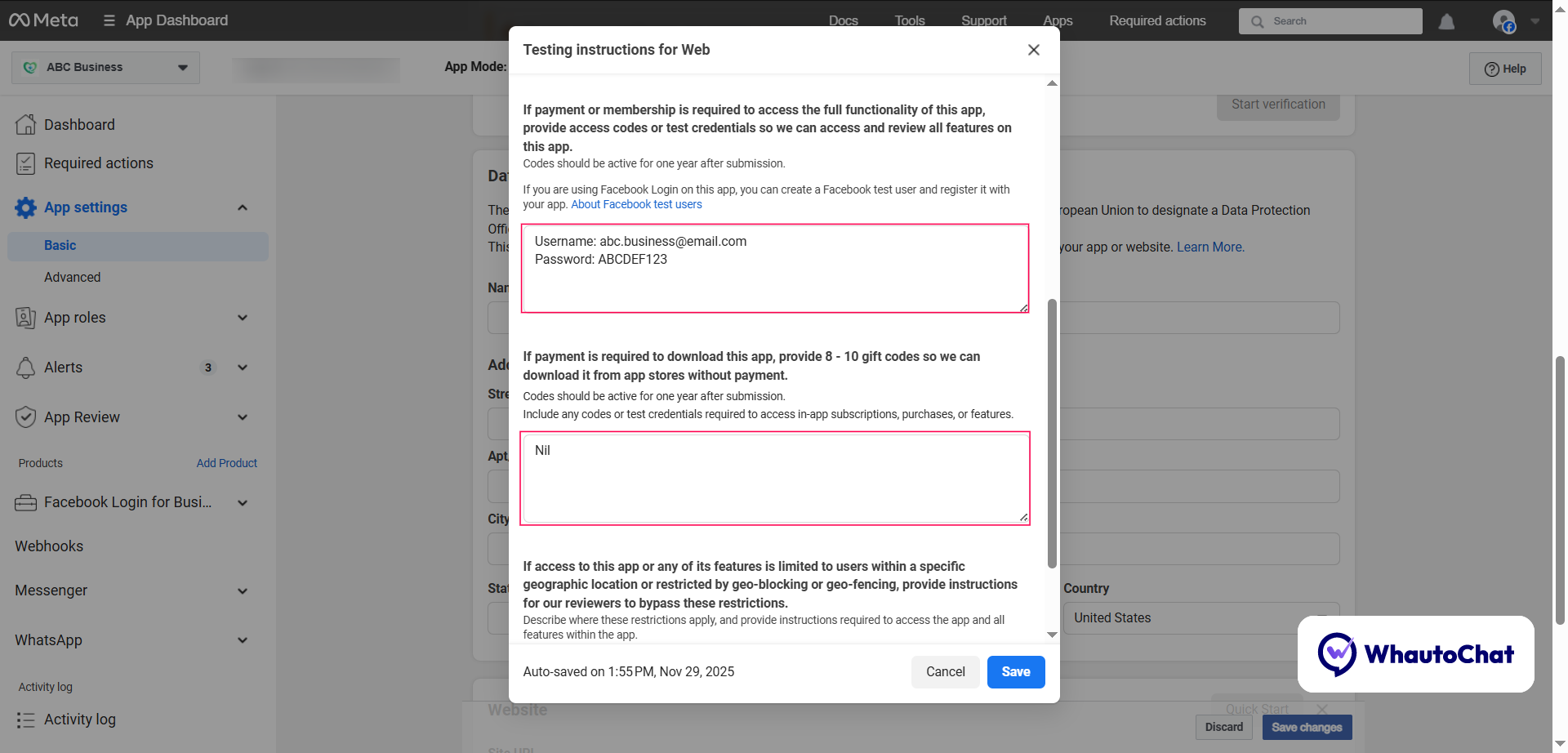 App Login Credentials