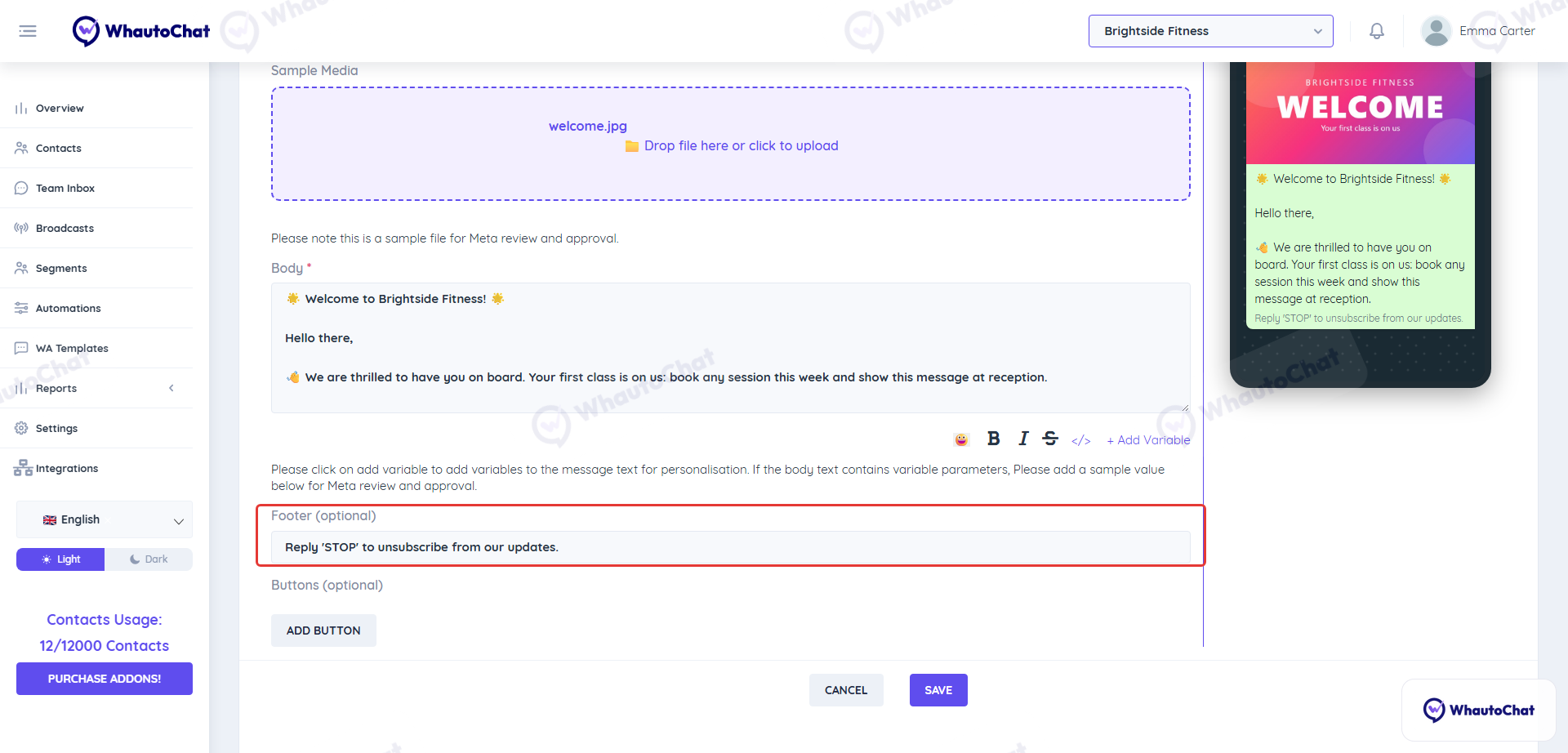 Default Opt-Out Footer