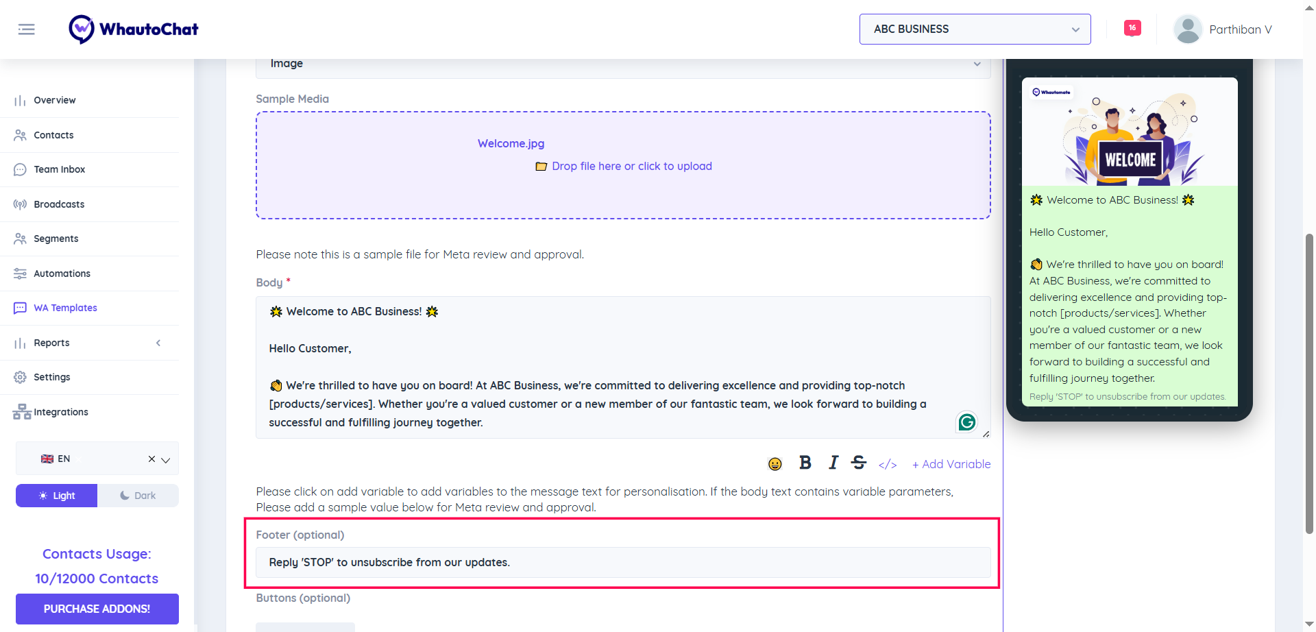 Default Opt-Out Footer